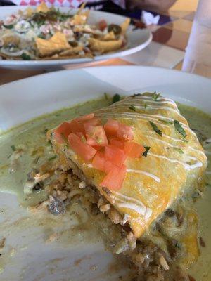 Carne Asada Burrito and Nachos