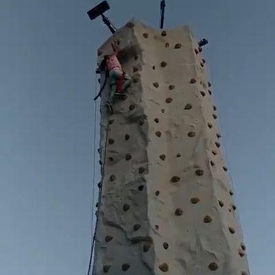 Notice she is the only one on the Rock wall. Social distance conscious!