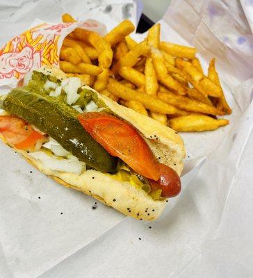 Hot dog and fries