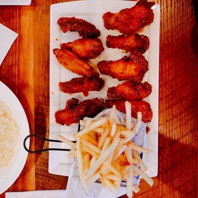 Thai Chili Wings with french fries