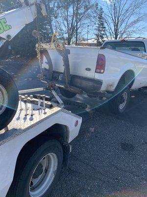 Stolen vehicle recovery - secondary towing. Transfer vehicle from impound to auto body / repair shop.