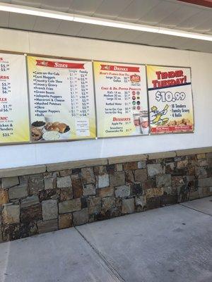 Drive thru menu