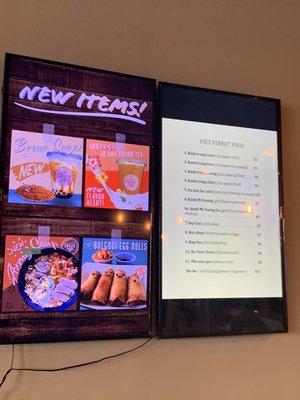 New items menu