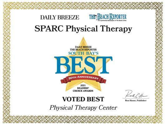 Thank you for voting us as best PT clinic in South Bay! Truly appreciate it!