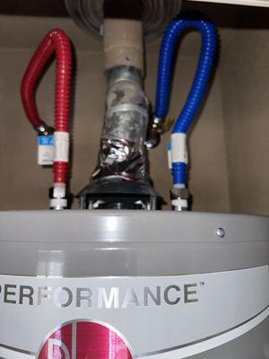 Water heater supply lines. Red & Blues color coded for ease of installation and maintenance. www.PlumbingGuysOfElPaso.net