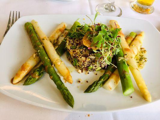 Grilled vegetarian miso-glazed jumbo asparagus