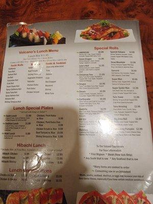 Non-hibachi menu page 3