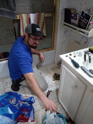 Repairing toilet