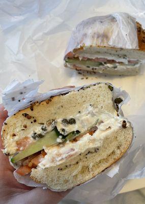 Lox Sandwich on an everything bagel