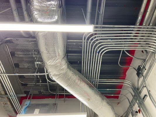 New commercial building conduit runs