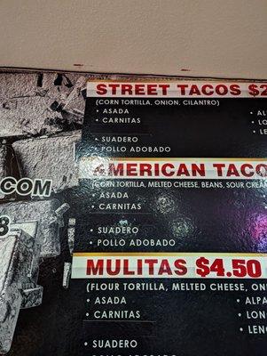 Partial menu