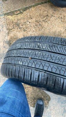 Metal shard in tire