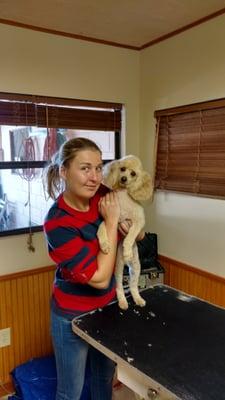 Me with one of my poodles Tuti