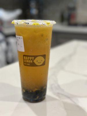 Passionfruit Mango Green Tea with boba