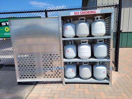 We have onsite propane exchanges.