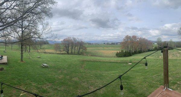 View of the Cloud shrouded mountains from the deck