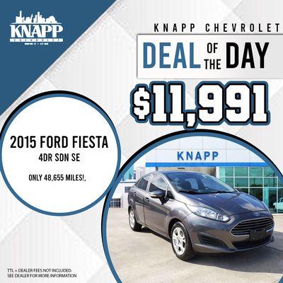 Knapp Chevrolet DEAL OF THE DAY! Low miles, Cruise control, and Sync Entertainment System. Affordable, and packed with features!