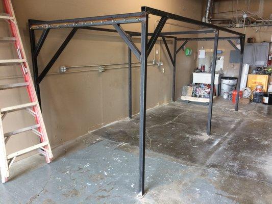 Custom built rack structure.