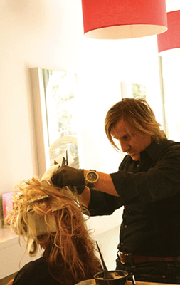 Vasken working his creative magic at the salon.