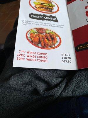 Price in the menu