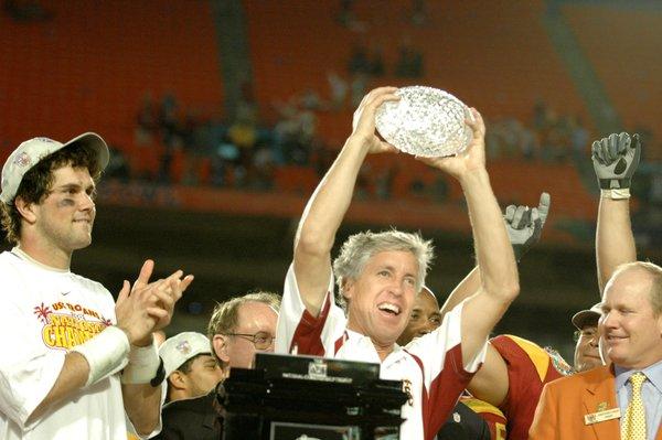 USC coach Pete Carroll after winning the first of two college football national championships for him (2004 and 2005).