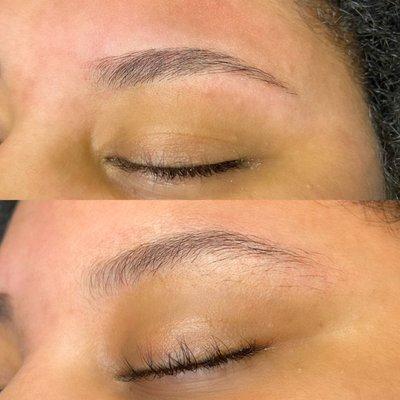 Before and after brow shaping