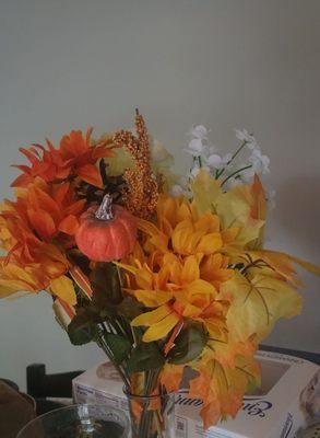 My cute fall floral arrangement made by me.