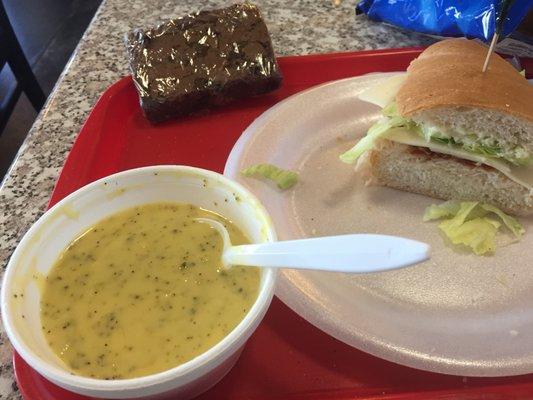 Broccoli & Cheese soup with a Cardinal Club