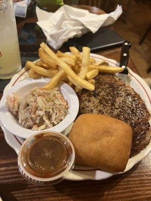 Ribeye with Fries, Slaw & Roll