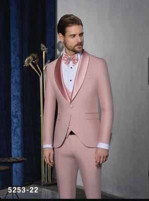 Dare to be different in our stunning pink shawl lapel tuxedo!