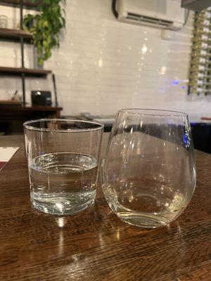 White wine, water glass