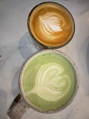 Matcha and a Cortado