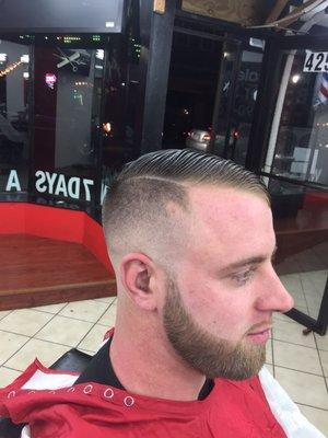 Comb-over bald fade