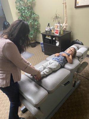 My son getting his check up from Dr. Shah! He's seen her since he was a few days old.