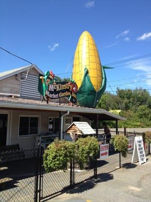 Storefront with giant corn