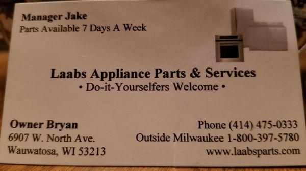 Laabs Appliance Parts & Service