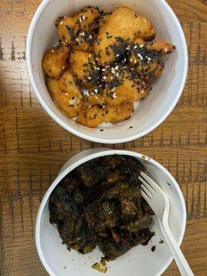 Cauliflower Bites and Crispy Brussel Sprouts