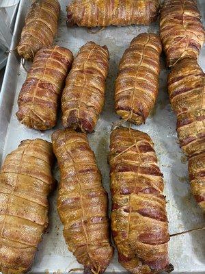 Bacon wrapped chicken roulade