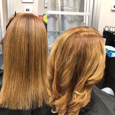 Keratin treatment and color ( roots touch up)