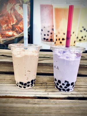 (L) Boba Milk Tea, (R) Boba Taro