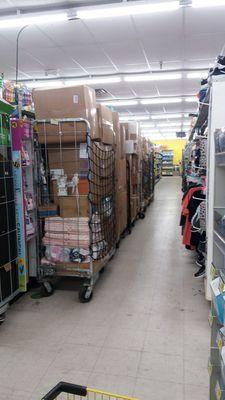 Shelves and aisles blocked