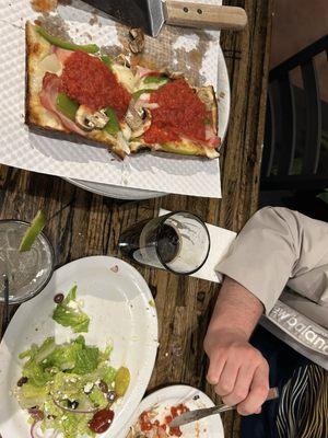 Greek Salad and Supreme Pizza