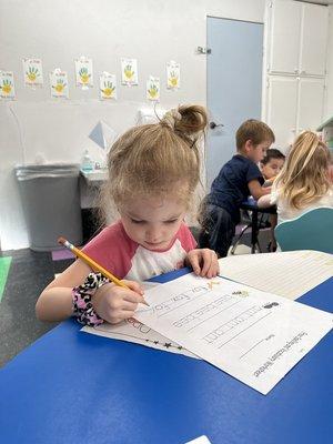 Green Fields children are taught to write much more than their name!