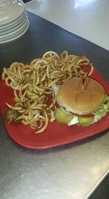 Fresh curly q's and fresh hand pattied cheeseburgers served all day.