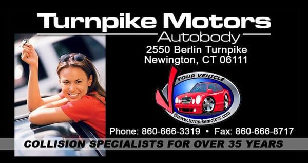 see pic's of your car being repaired www.turnpikemotors.com