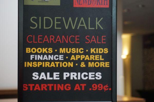 Sidewalk book sale.  Starting at .99 cents