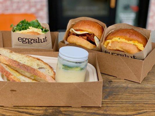 Egg Salad Sandwich, Slut, Bacon Egg & Cheese, and the Fairfax ⋅ Beverly Center - Los Angeles, California