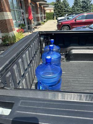 Filling water bottles for Barefoot & Free Yoga Festival, at Proud Lake Park. Don't worry, we had a total of 12- 5gal jugs.