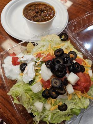 Taco salad chili on the side