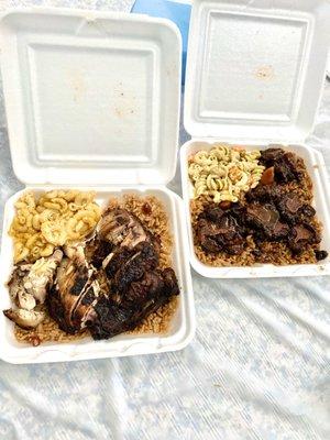 Jerk Chicken and Oxtail meals